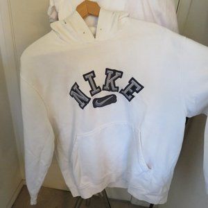 Nike Men's Size L White Pullover Swoosh Sweatshirt Hoodie *NO DRAWSTRING*